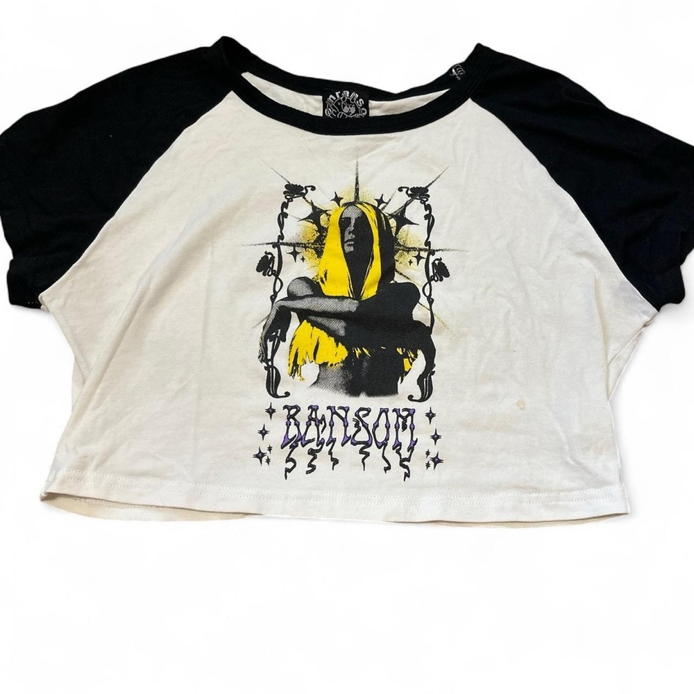 Ransom Black and White Crop Top with Graphic Design